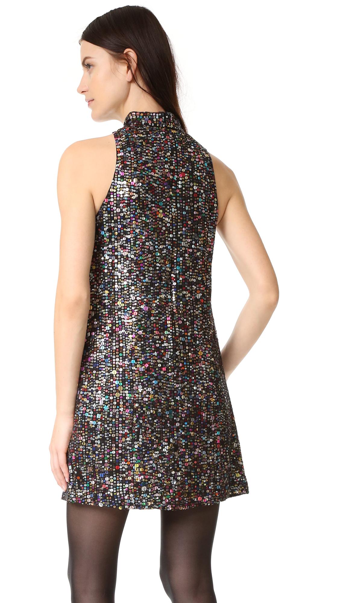 Cynthia rowley Allover Sequin Mock Neck Shift Dress in Blue | Lyst