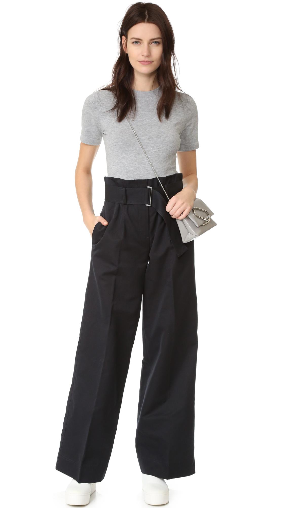 DKNY Short Sleeve Crew Neck Bodysuit in Gray - Lyst