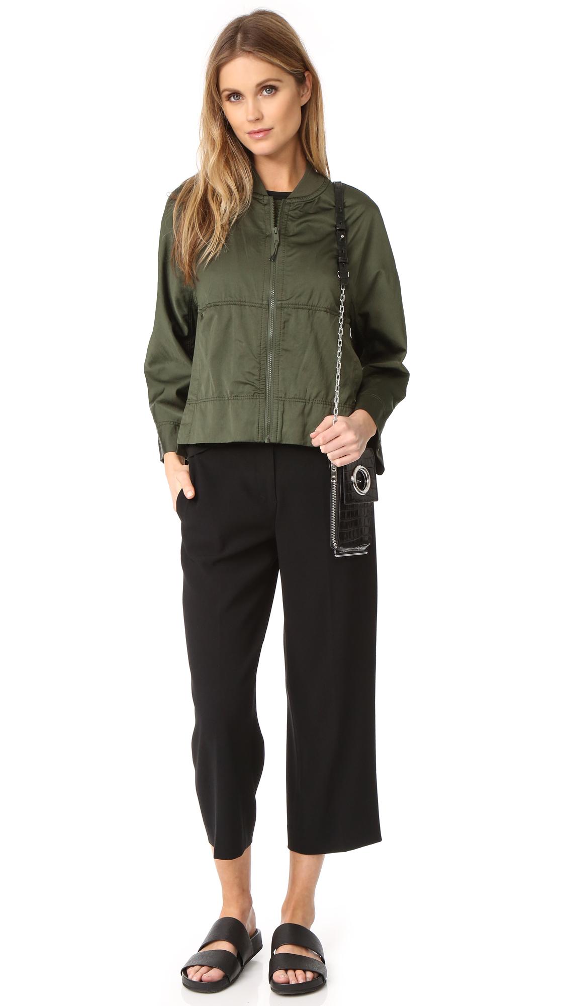 DKNY Synthetic Cropped Bomber Jacket in Military (Green) Lyst