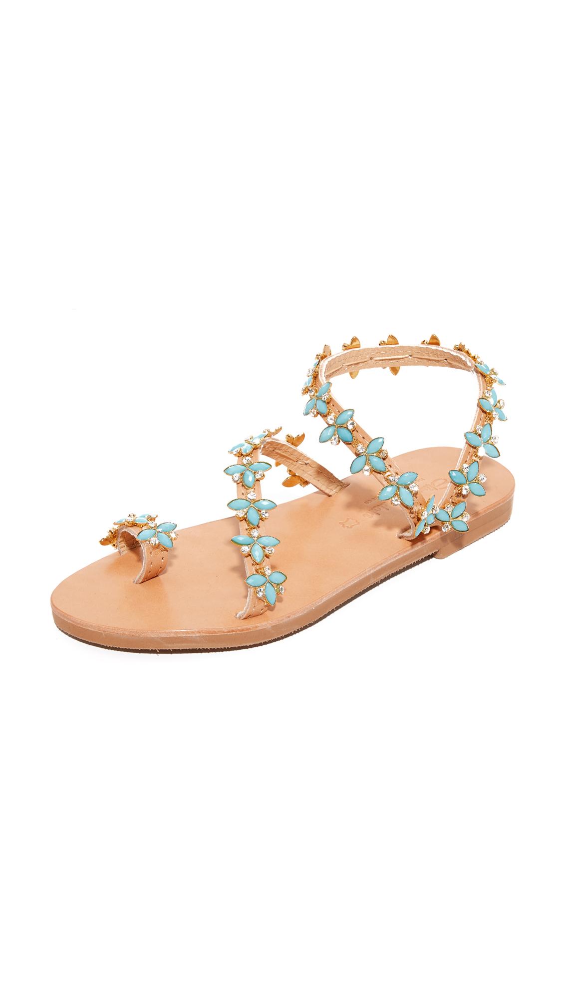 Elina Linardaki Leather Natalie Turquoise Sandals - Lyst