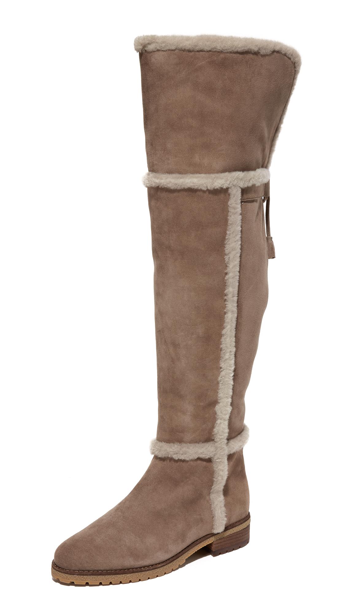 Frye Suede Tamara Shearling Over The Knee Boots in Taupe (Brown) - Lyst