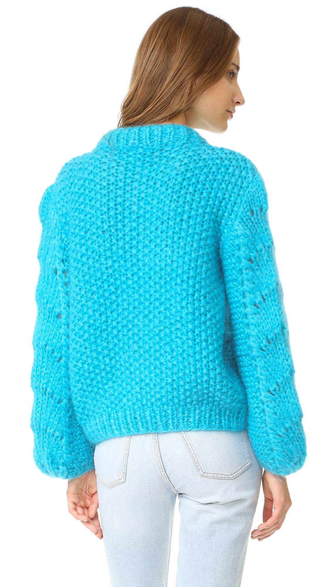 Ganni Wool The Julliard Mohair Sweater in Blue | Lyst