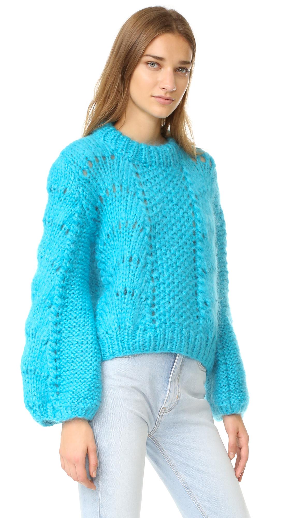 Ganni The Julliard Mohair Sweater in Blue | Lyst