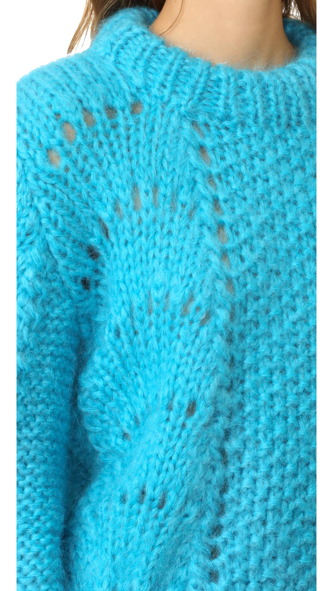 Ganni Wool The Julliard Mohair Sweater in Blue - Lyst