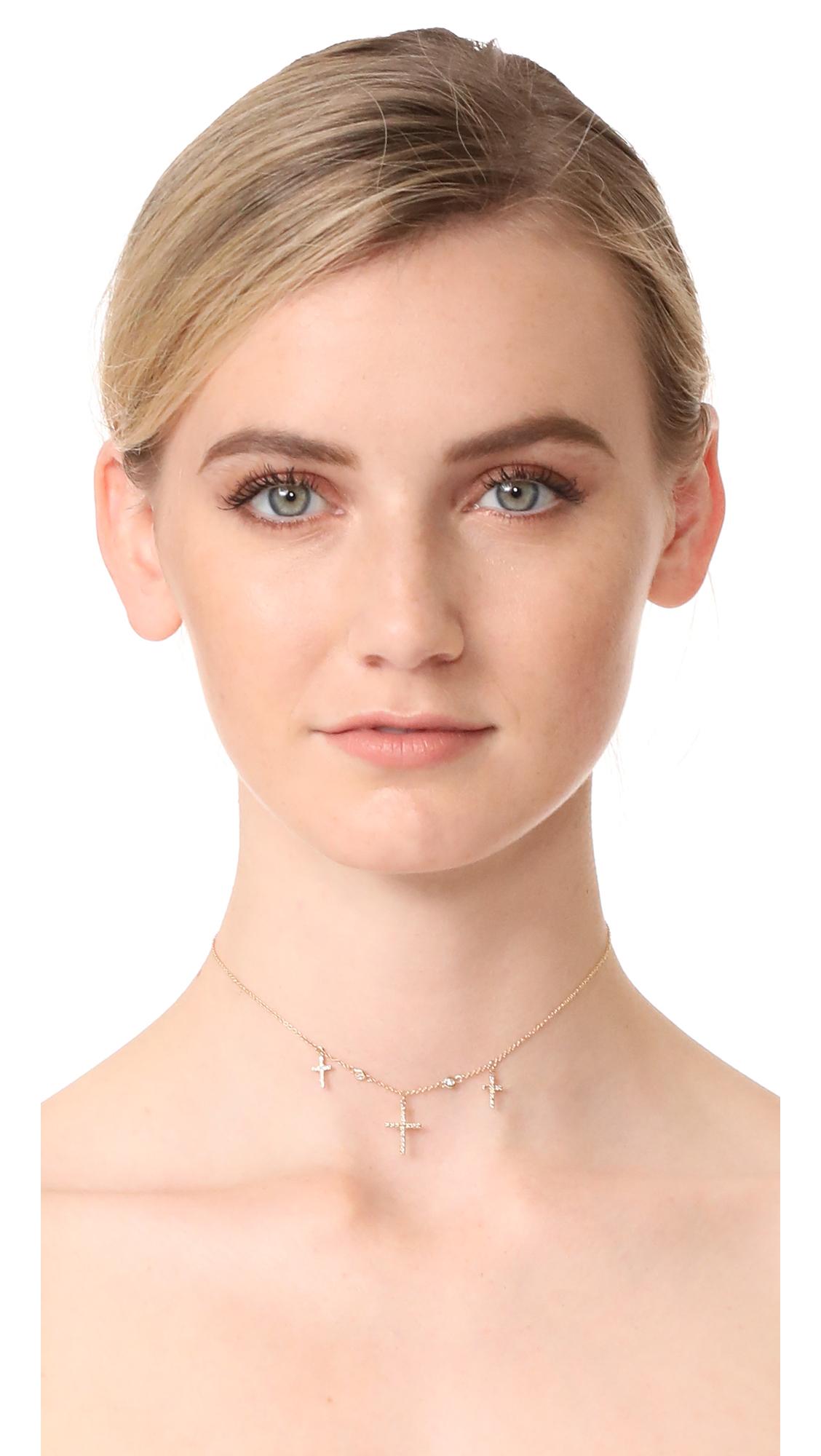 Jacquie Aiche Triple Cross Choker 