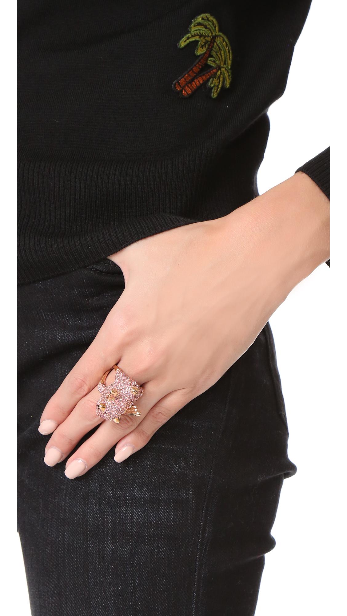 Kate Spade Imagination Pave Pig Ring in Pink | Lyst