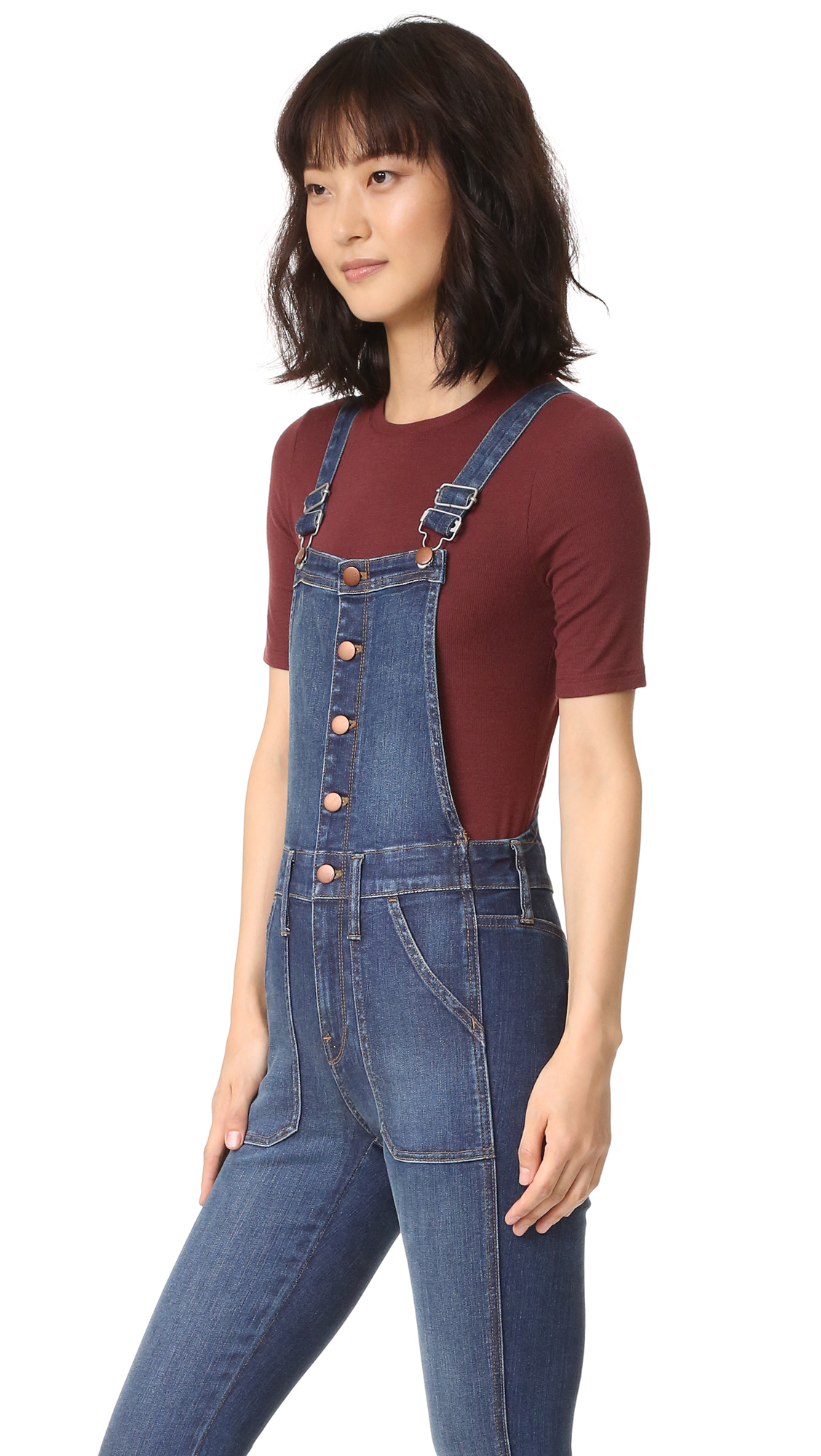 madewell black denim overalls
