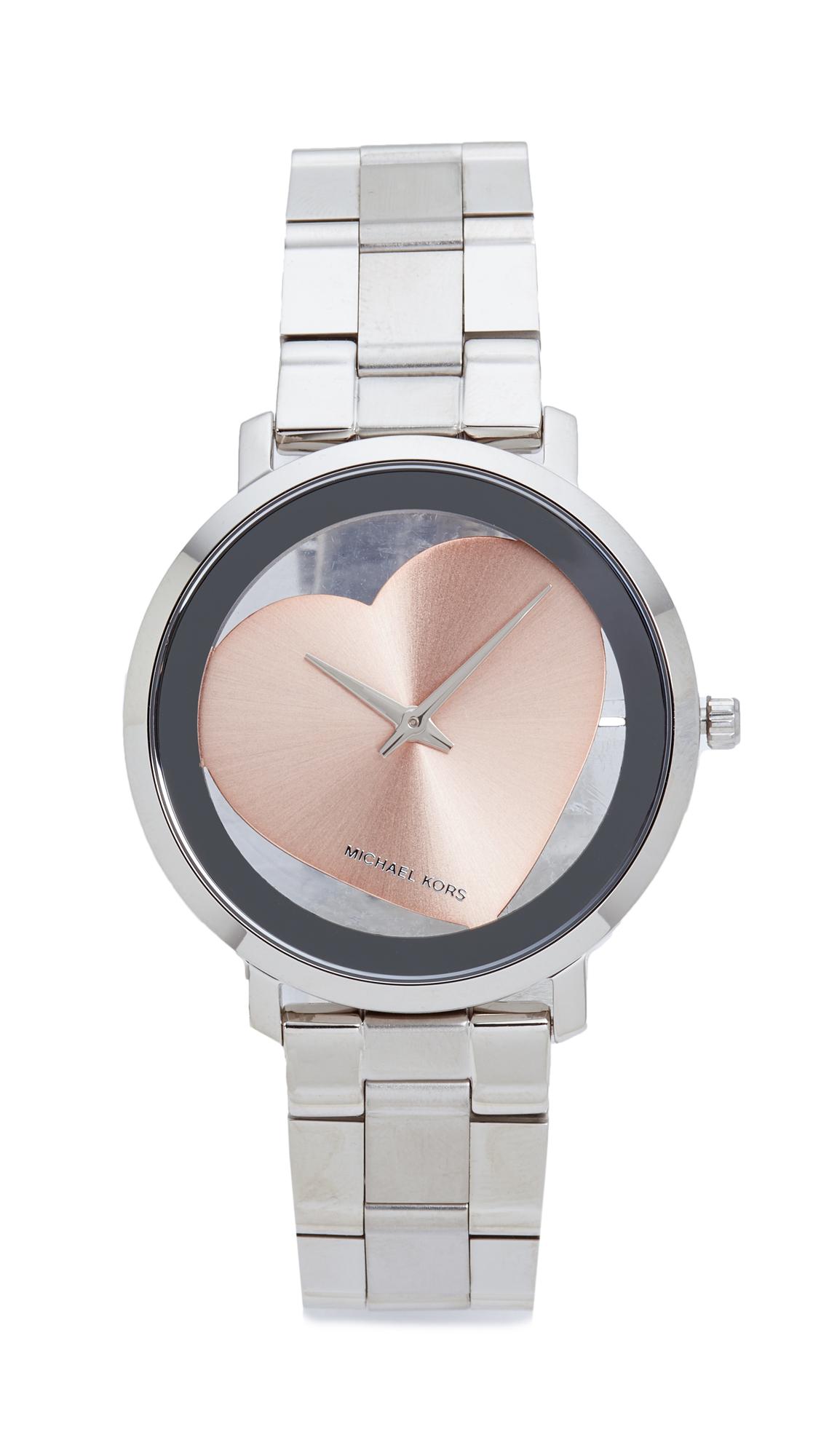 Michael Kors Jaryn Heart Watch in Metallic | Lyst