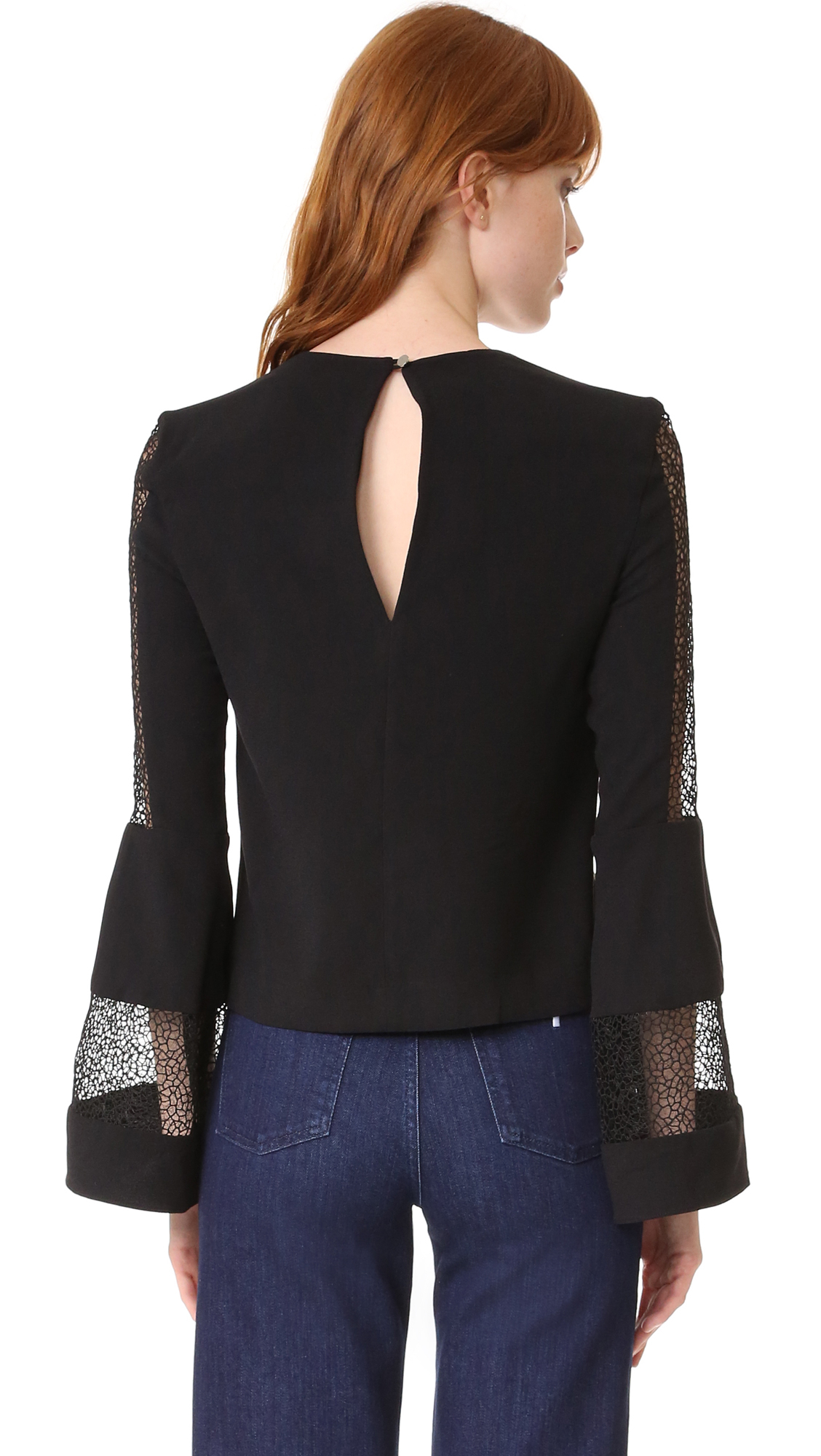 Nicholas Lace Bell Sleeve Blouse in Black - Lyst