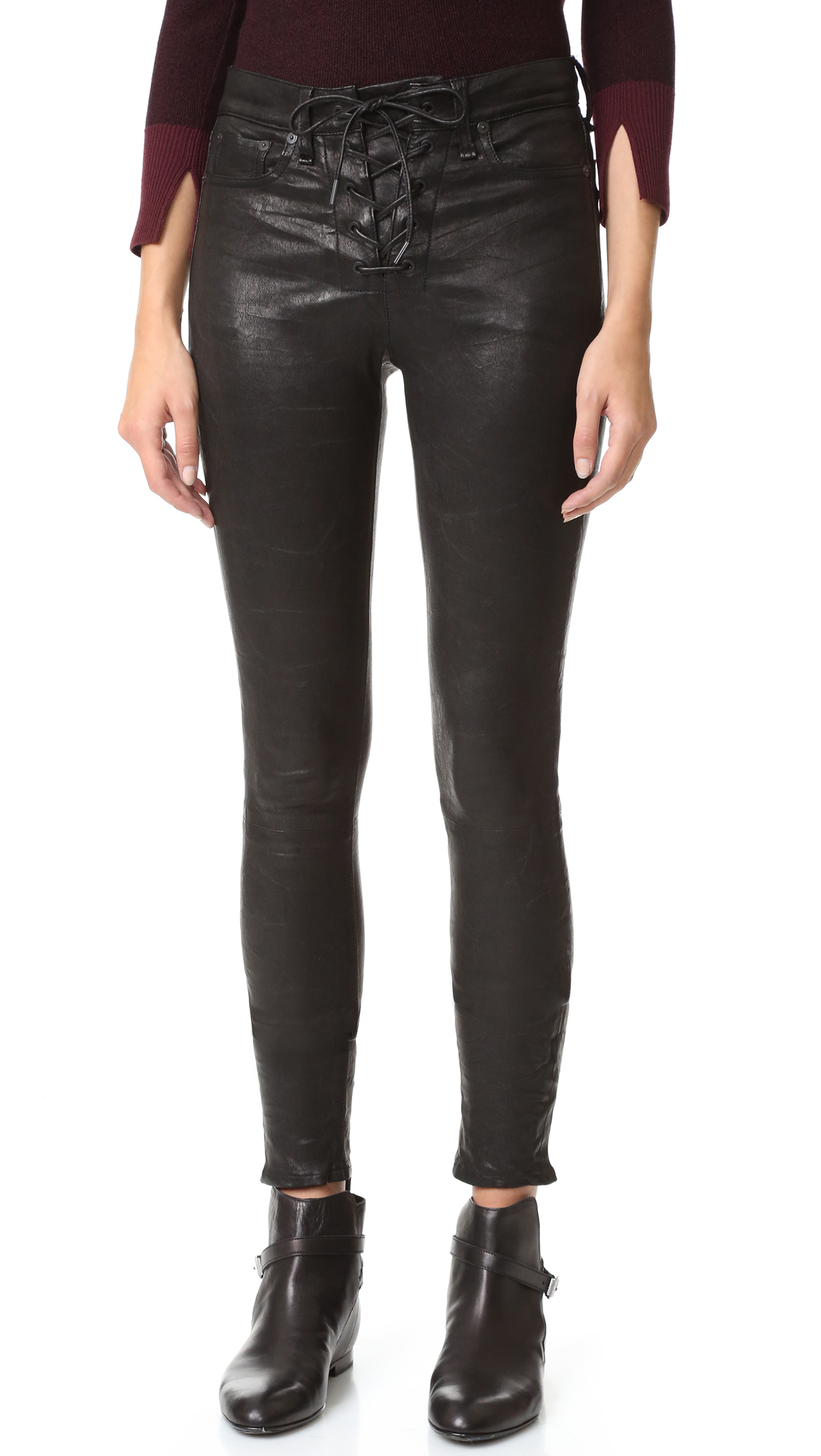 rag and bone lace up leather pants