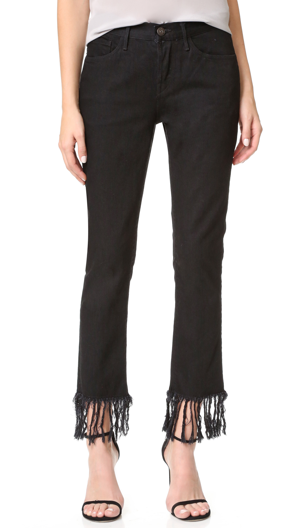 3x1 Denim Wm3 Straight Crop Fringe Jeans Lyst