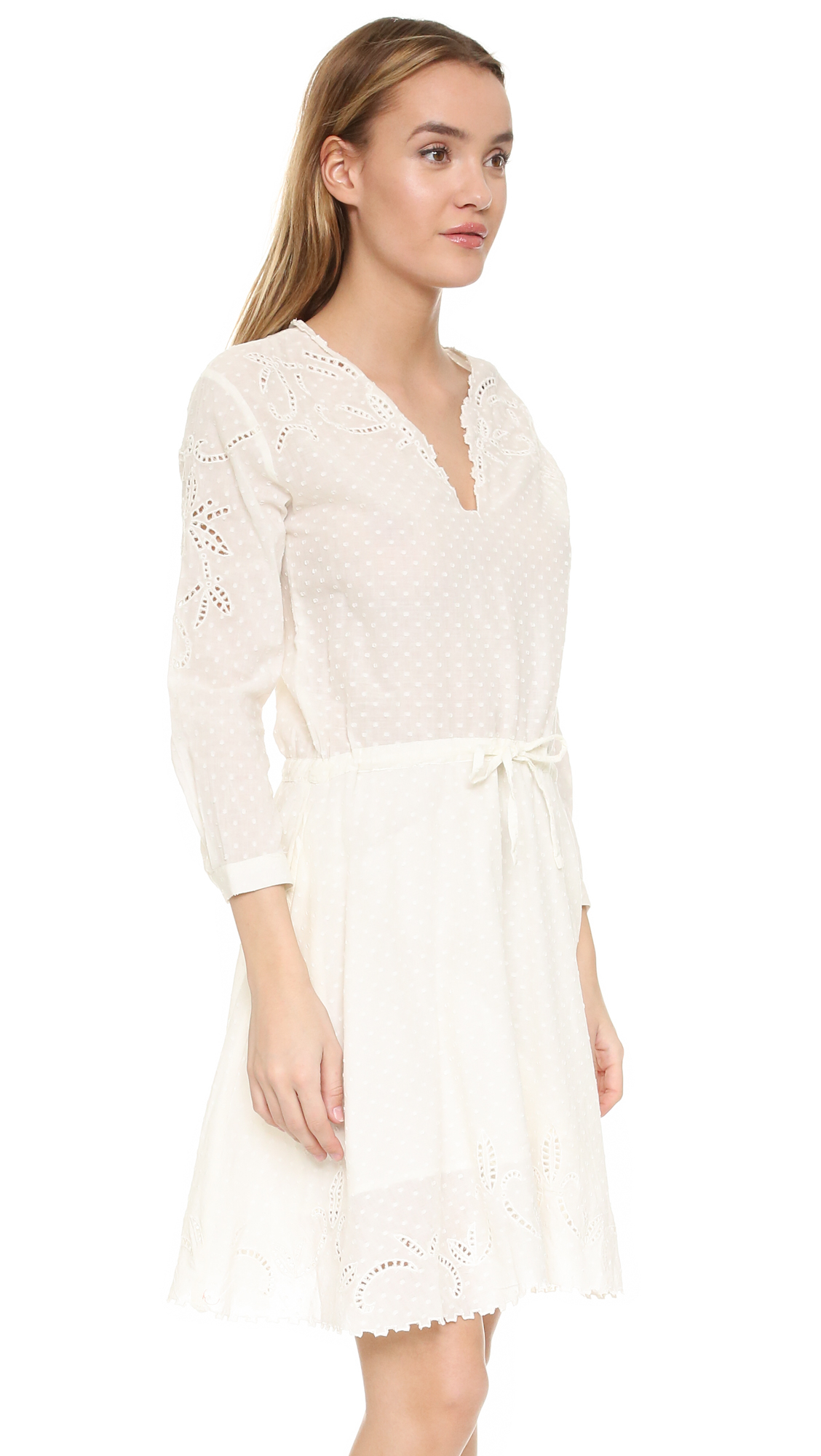 The kooples Dobby Dress With Broderie Anglaise in White  Lyst