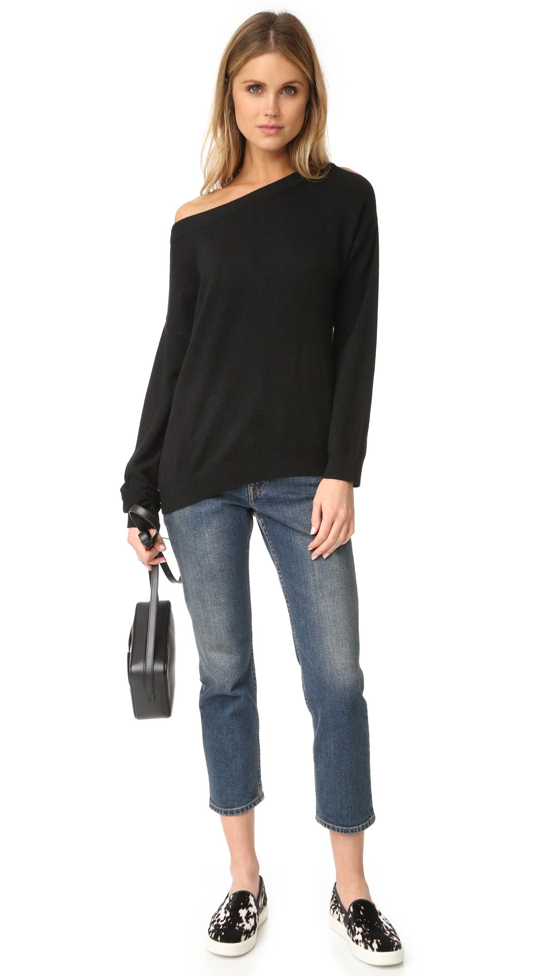Vince Off Shoulder Cashmere Sweater in Black Lyst