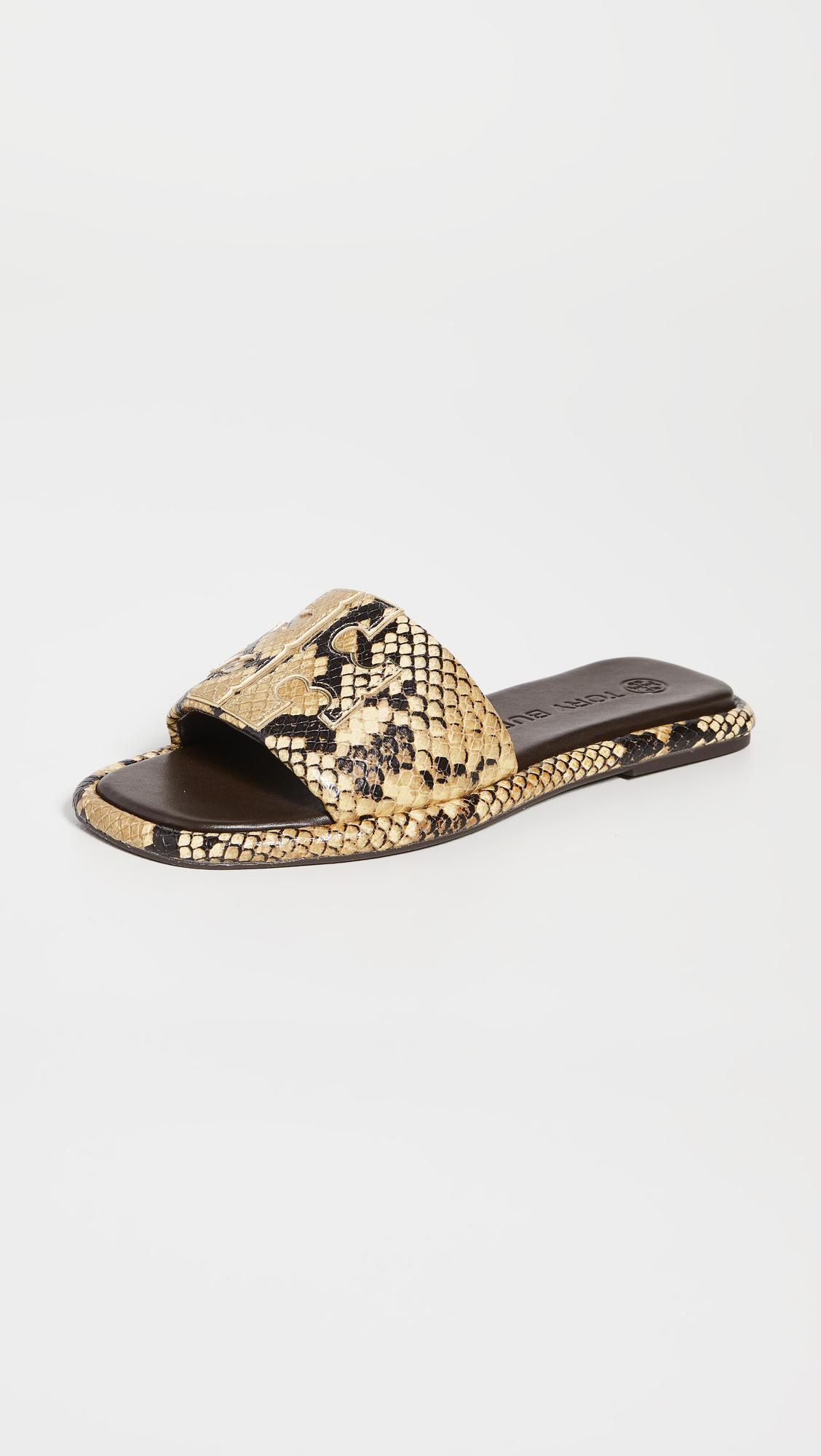 Tory Burch T Monogram Embossed Leather Slide Sandals | Lyst Canada