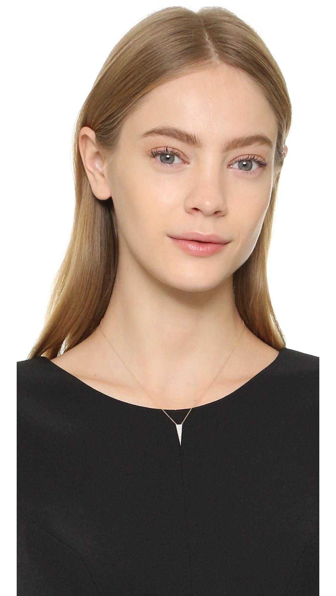 Lyst - Adina Reyter Long Solid Pave Triangle Necklace in ...