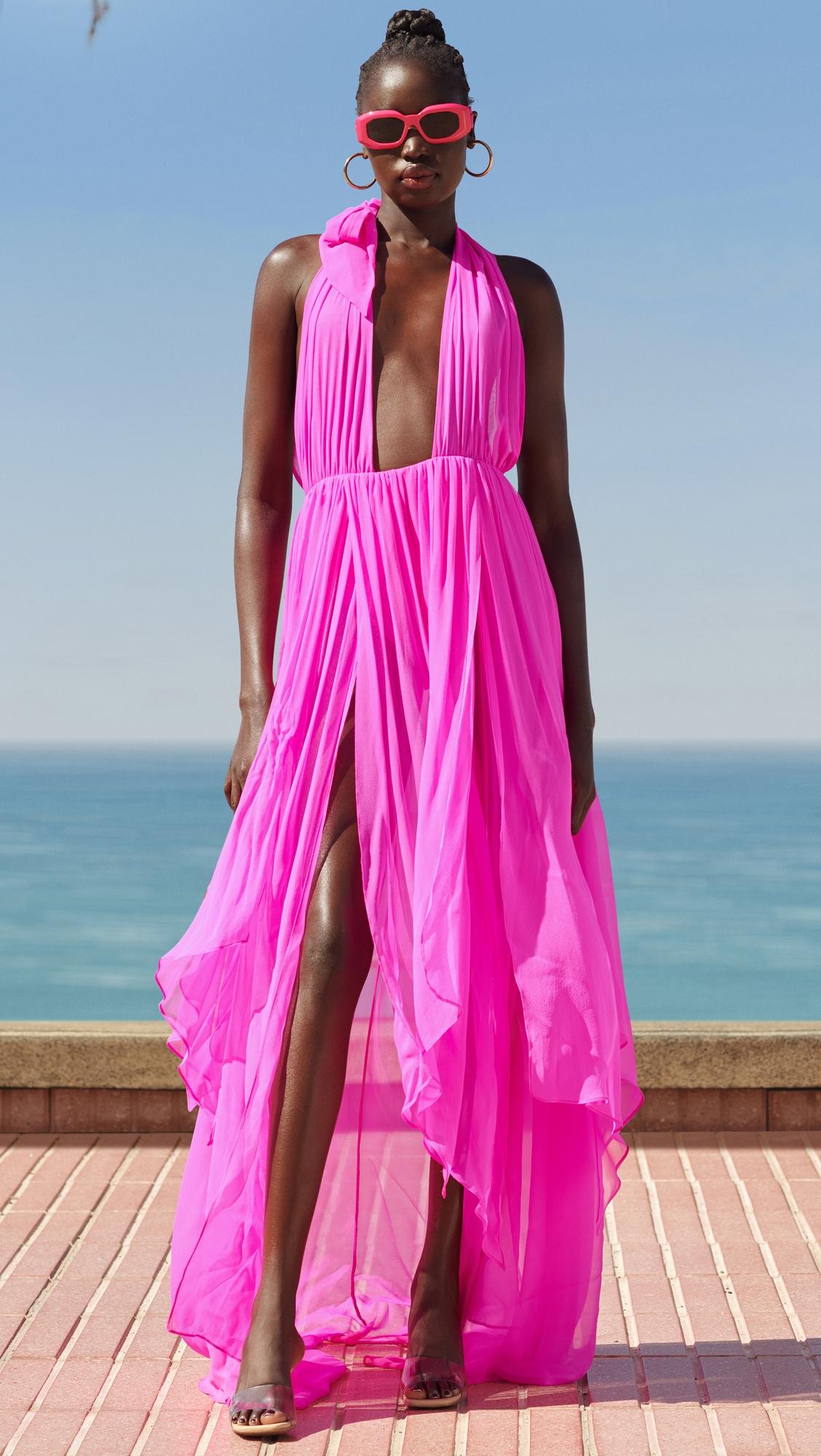 retroféte Ina Silk Dress in Pink