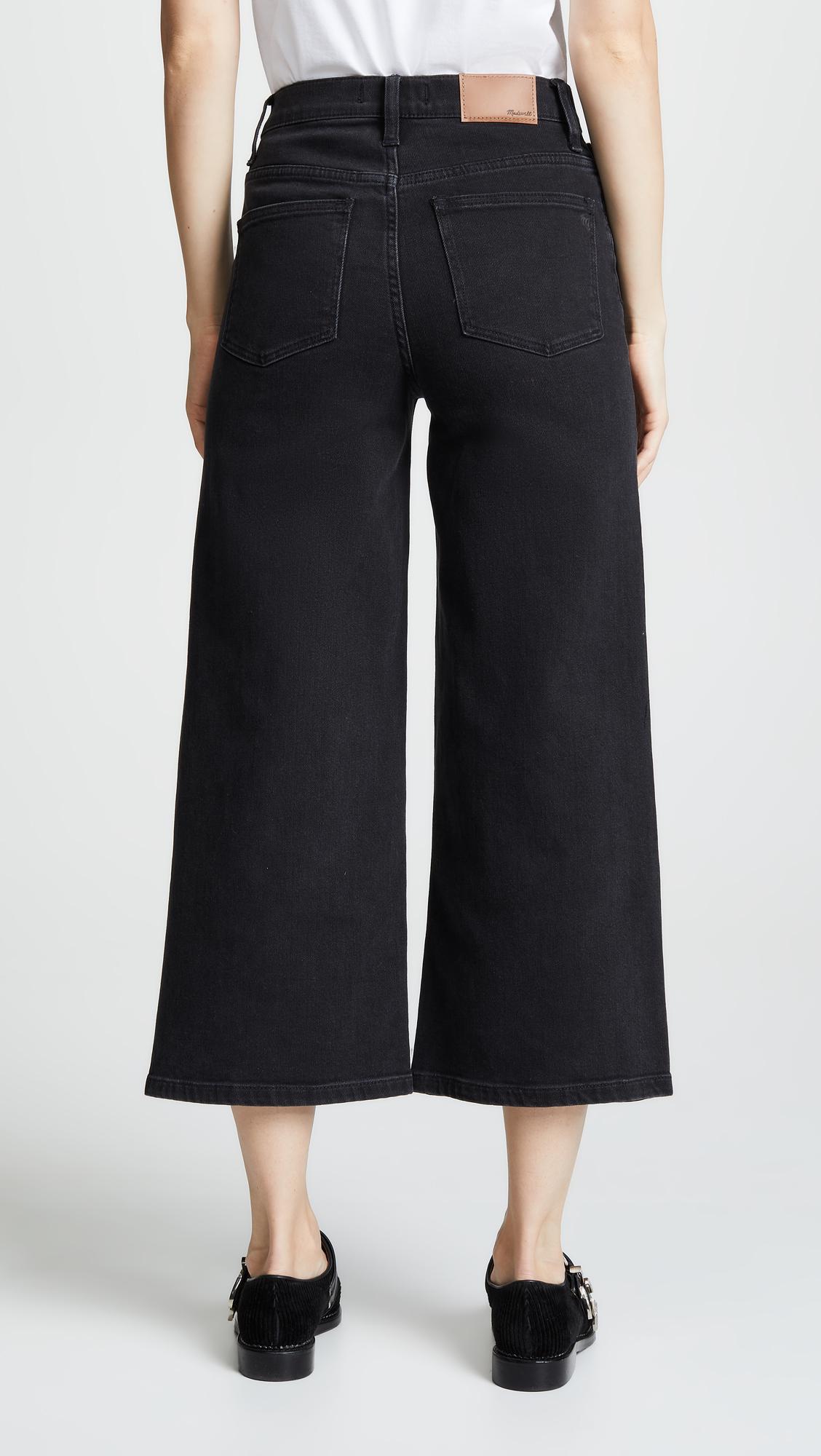 Madewell Denim Wide Leg Crop Jeans in Black - Lyst