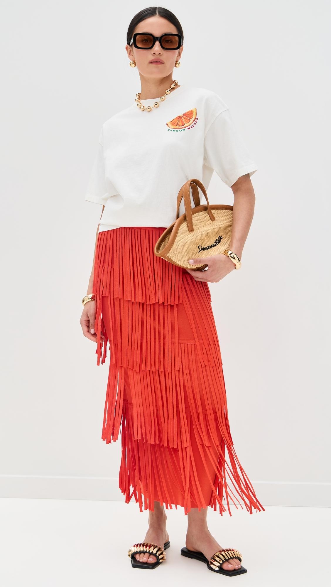 Simon Miller Za Za Knit Fringe Skirt in Red | Lyst