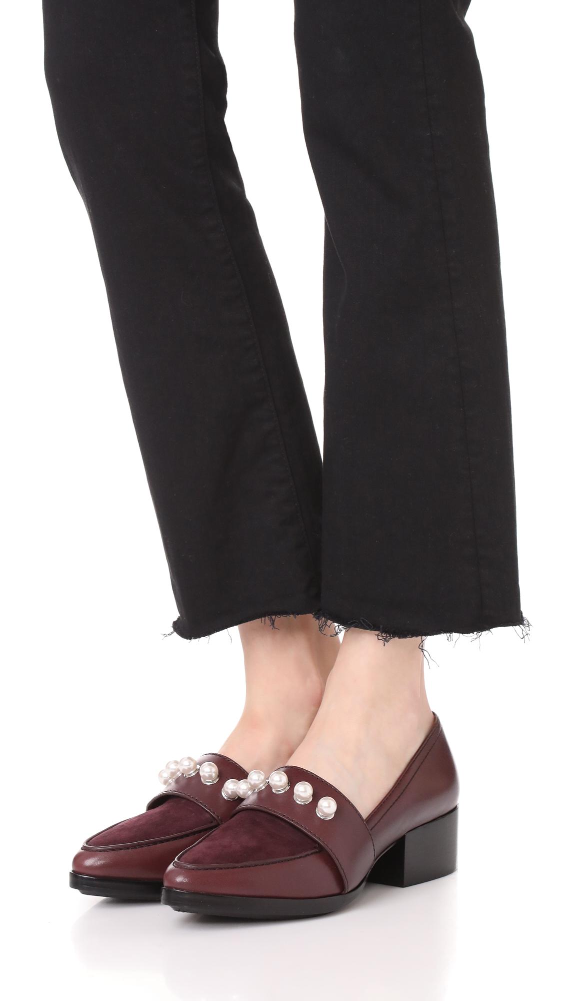 3.1 Phillip Lim Suede Quinn Pearl Loafers - Lyst