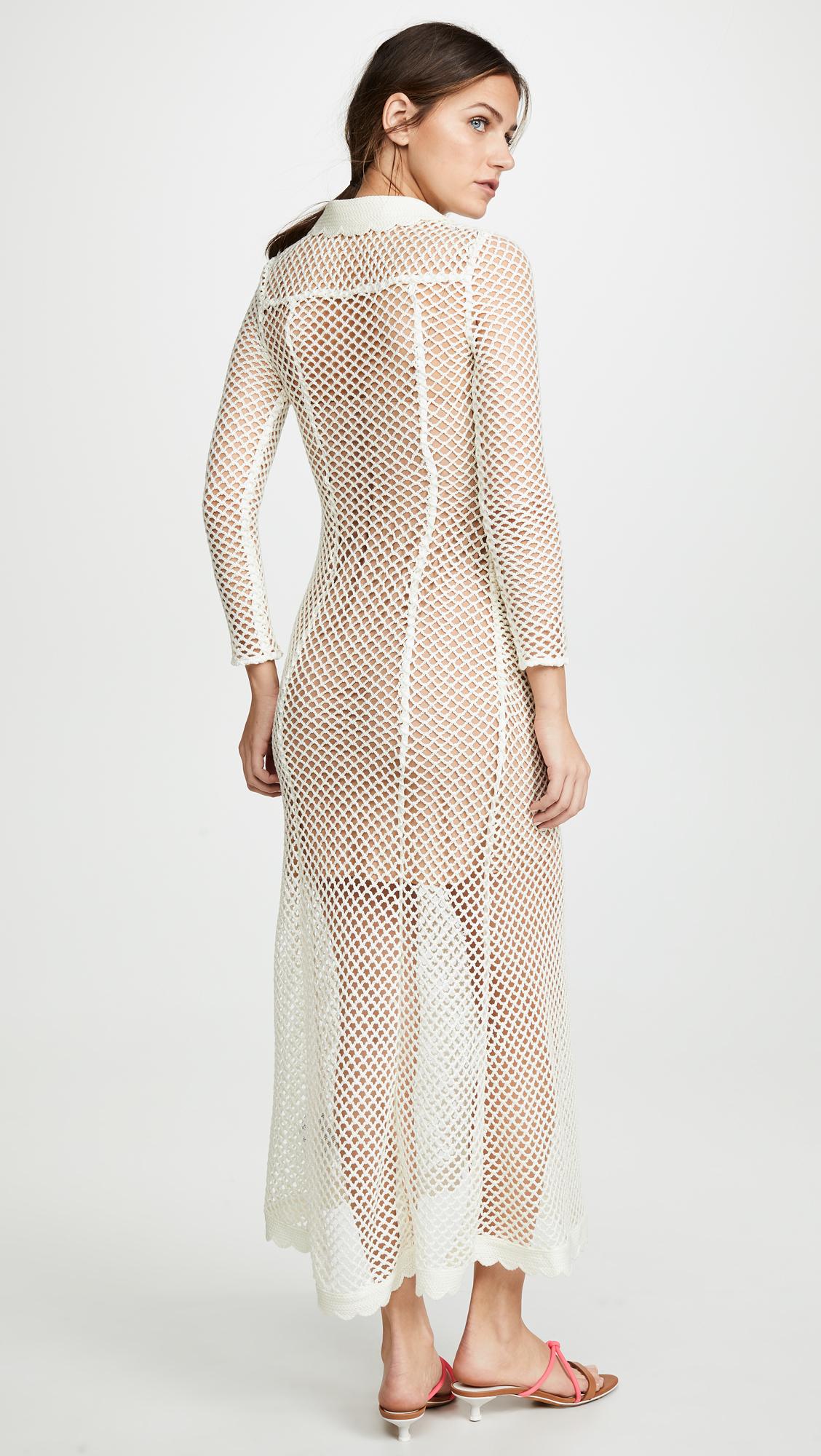 self portrait fishnet crochet dress