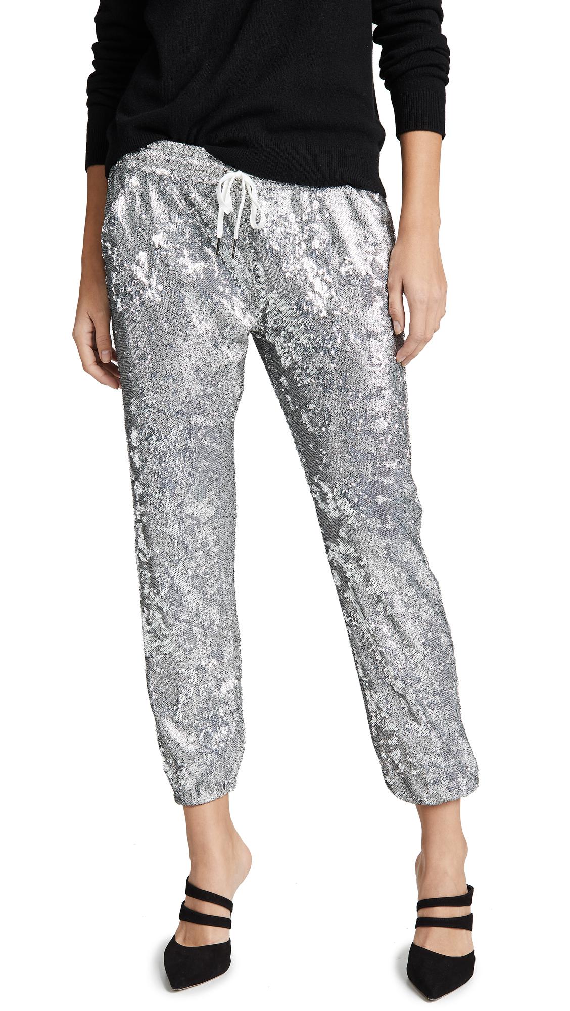 David Lerner Synthetic Sequin Jogger Pants in Silver (Metallic) - Save 30% - Lyst