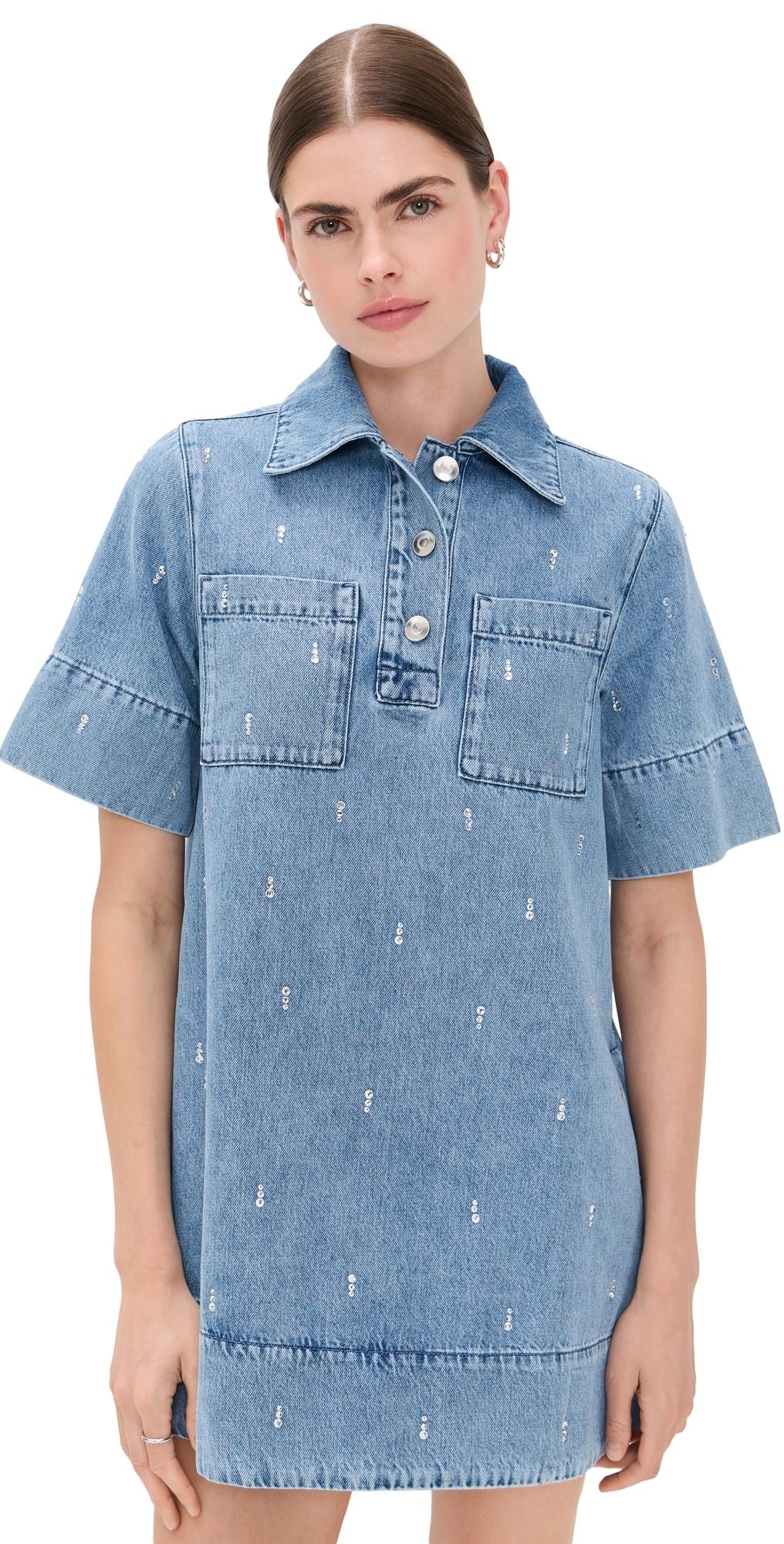 ALIGNE Grace Denim Diamante Dress in Blue | Lyst