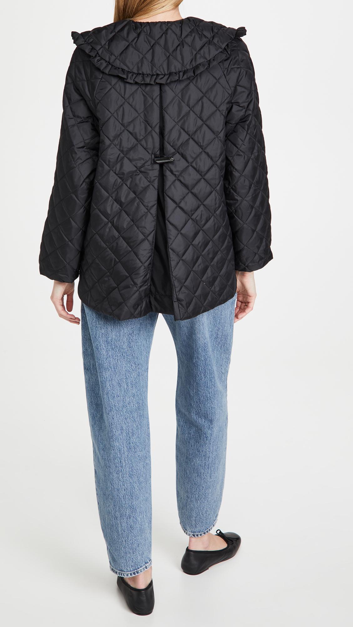 Ganni Recycled Ripstop Quilt Coat in Black | Lyst