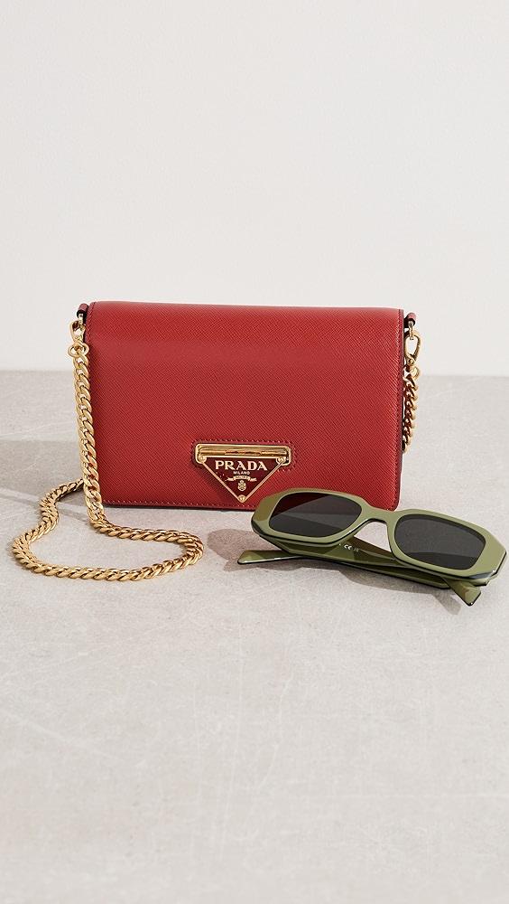 Prada, Bags, Prada Crossbody Chain Wallet Red Leather New