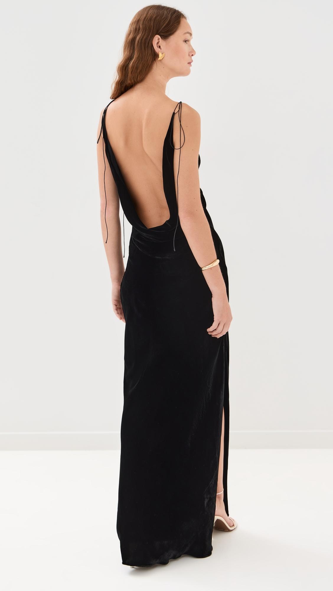 Anna October Jules Velvet Maxi Dress in Black | Lyst