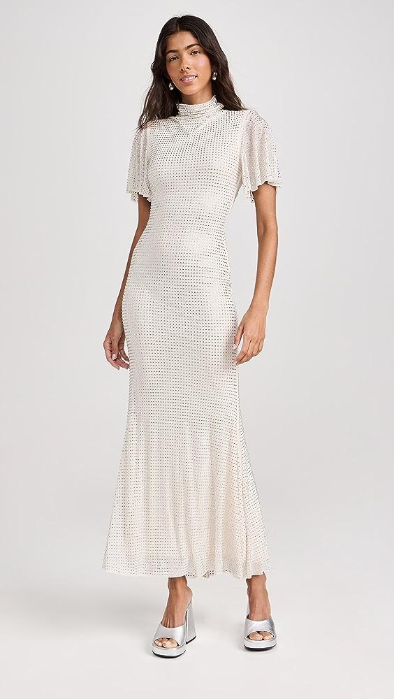 self portrait white beaded sequin maxi dress self-portrait - White Sequin Tailored Maxi Dress main image 1