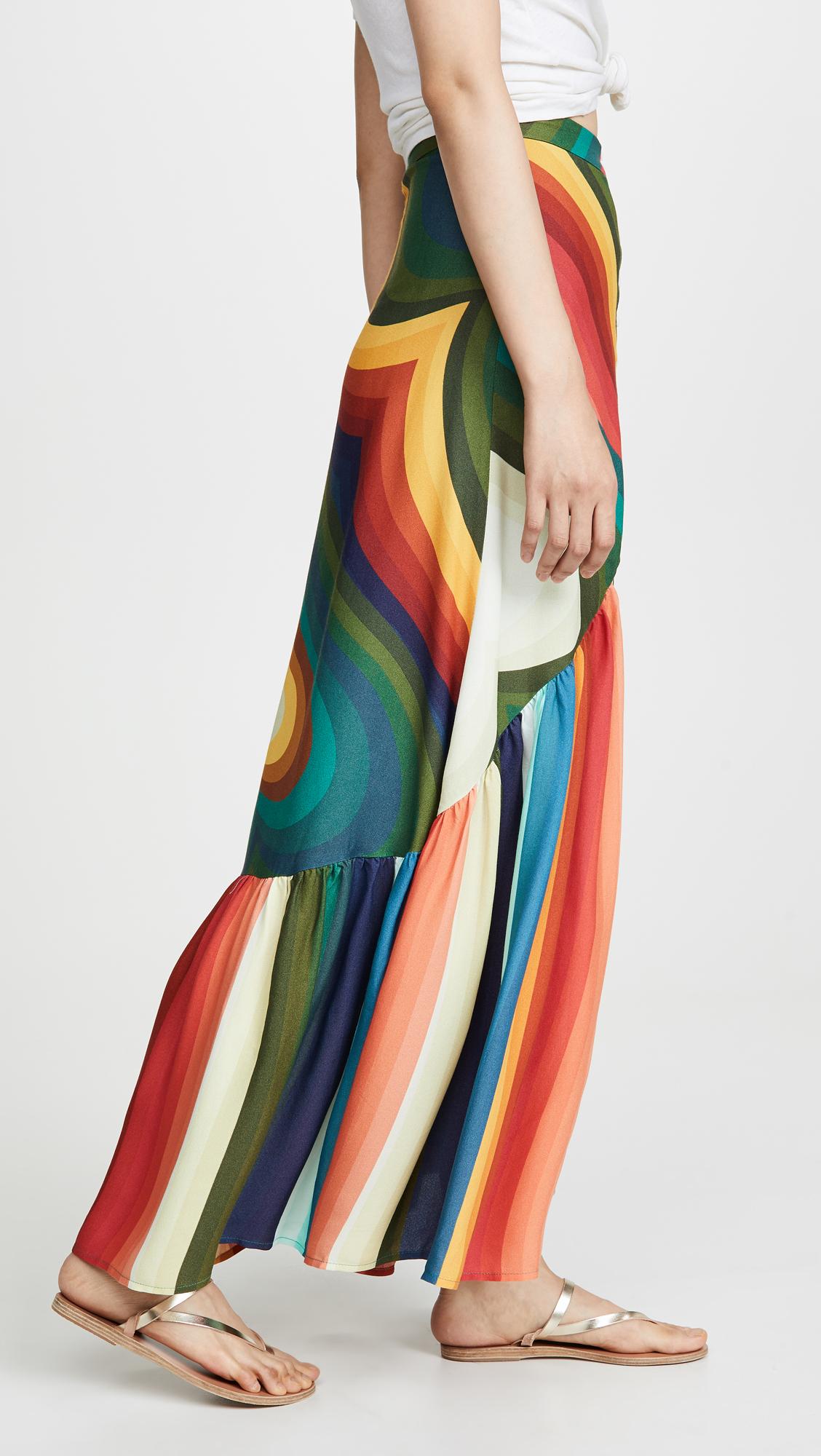 FARM Rio Rainbow Stripe Maxi Skirt | Lyst