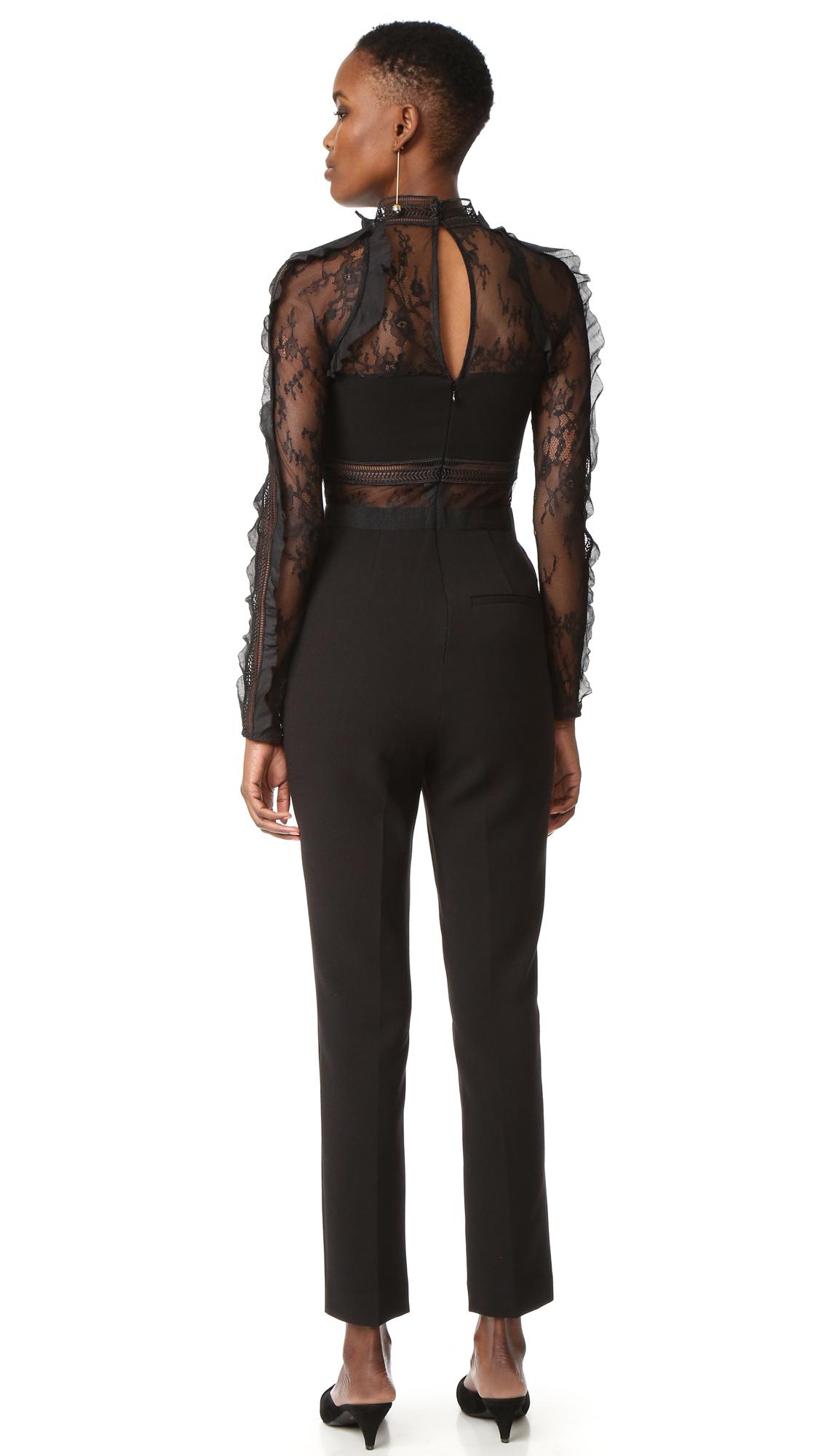 Self-Portrait Hall Jumpsuit in Black | Lyst