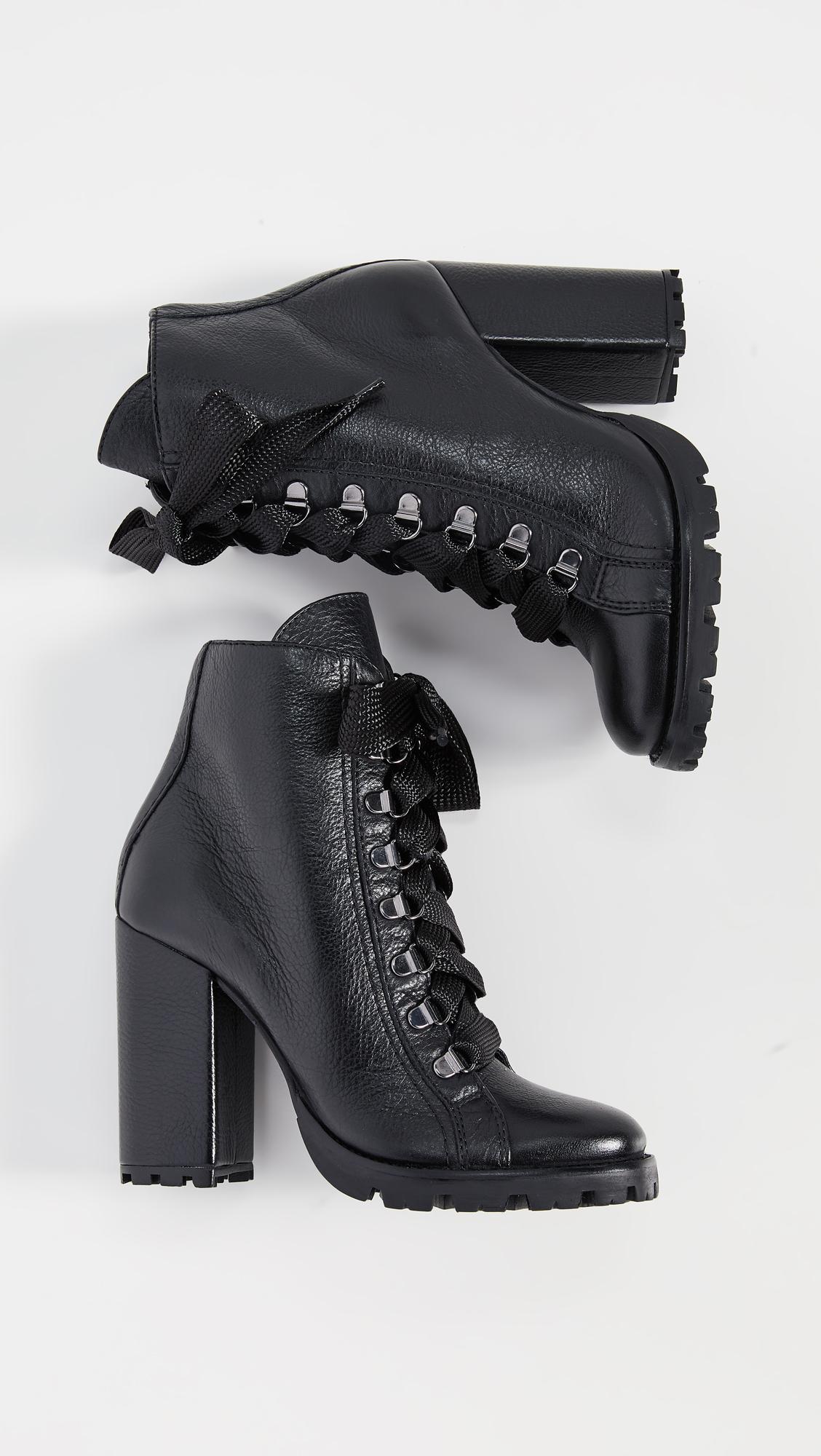 Schutz Leather Zara Lug Sole Boots in Black - Lyst
