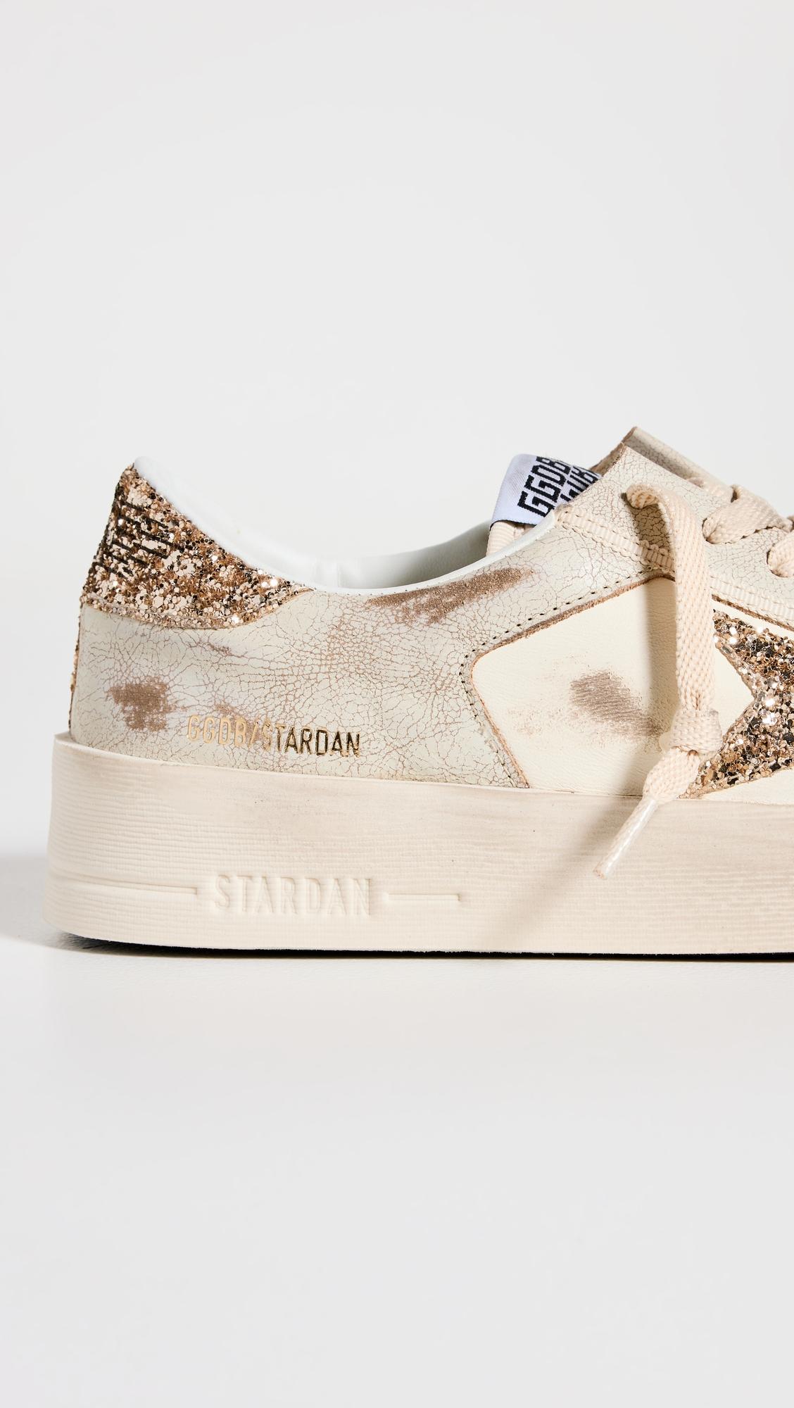 ★Golden ★ Stardan Glitter Star Leather Sneakers Optic Stardan Leather And Glitter Sneakers