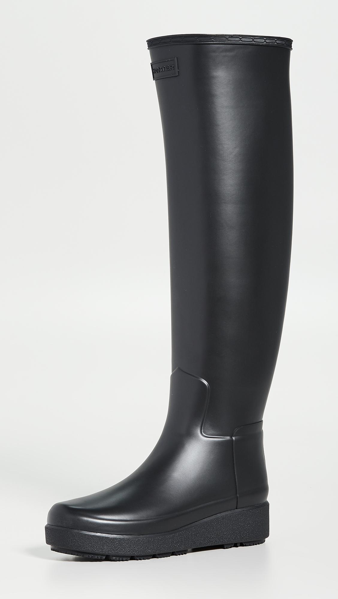 HUNTER Refined Creeper Tall Boots in Black | Lyst