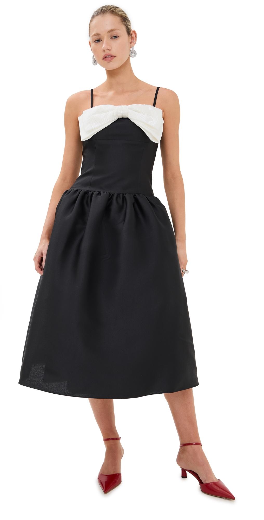 self portrait black taffeta bow mini dress self-portrait - Black Velvet Bow Mini Dress