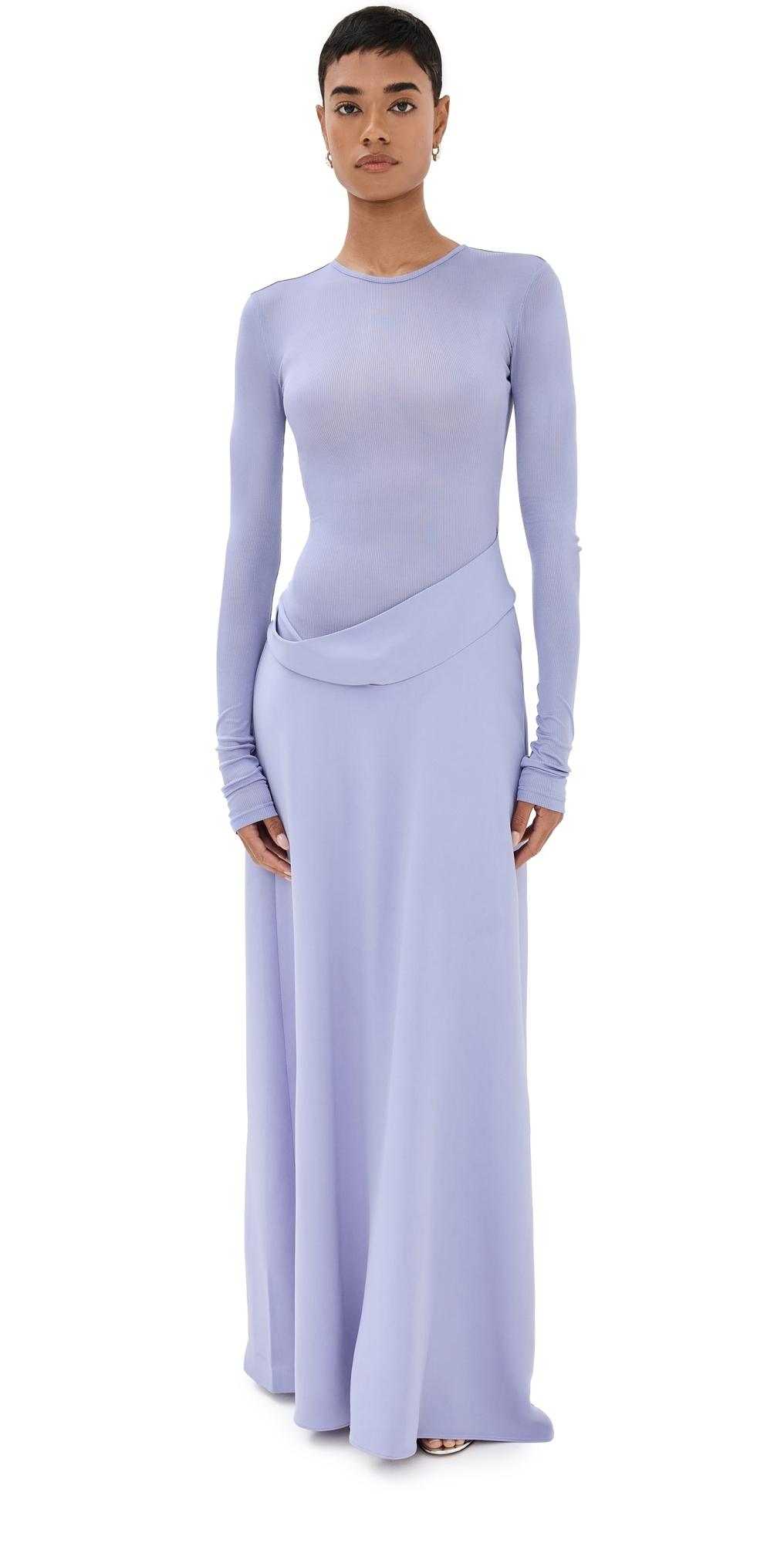 christopher esber purple dress Christopher Esber Quartz Split Ruched Midi Dress in Amethyst