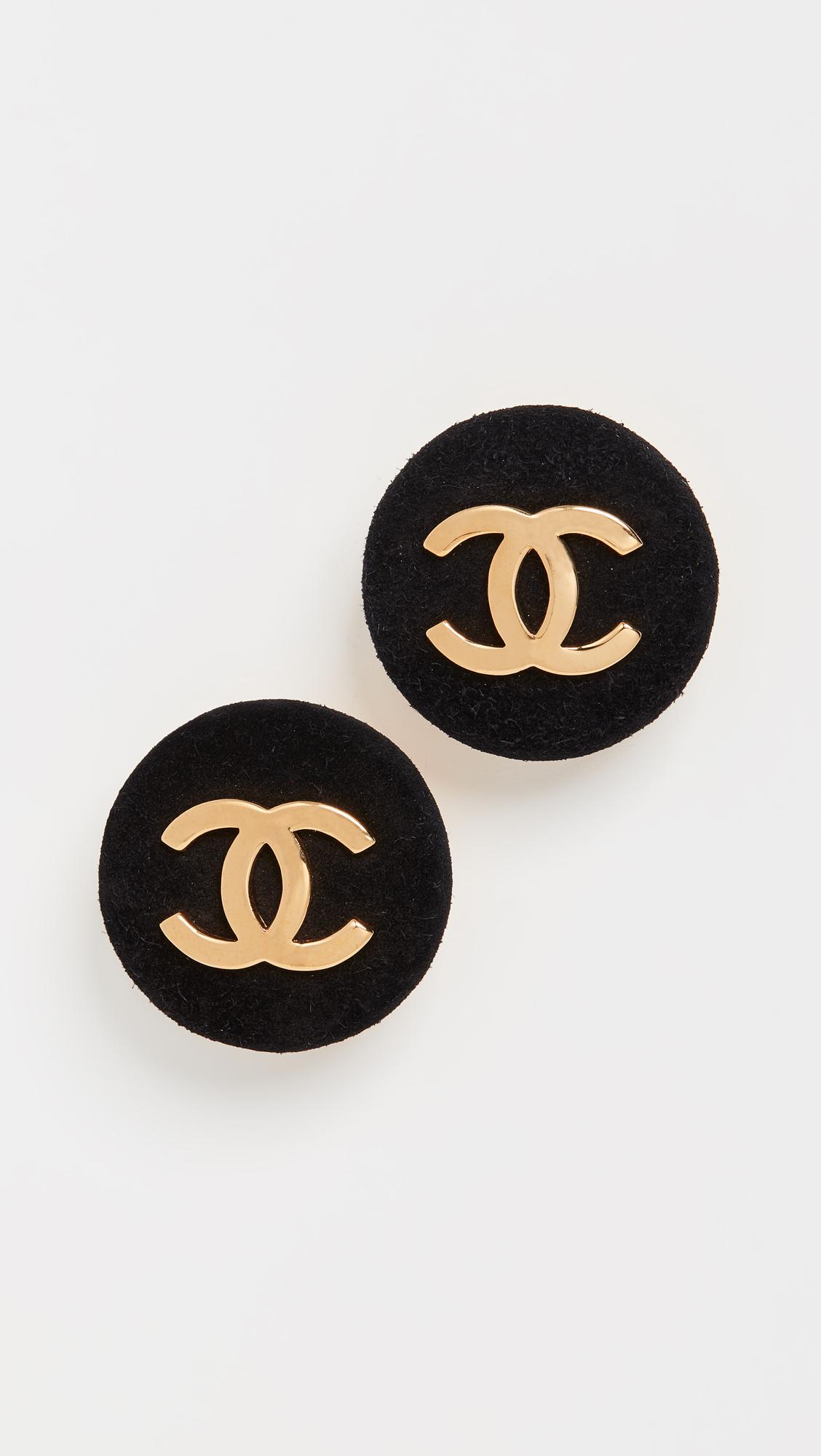 Chanel Fall 2018 Black CC Round Stud Earrings · INTO