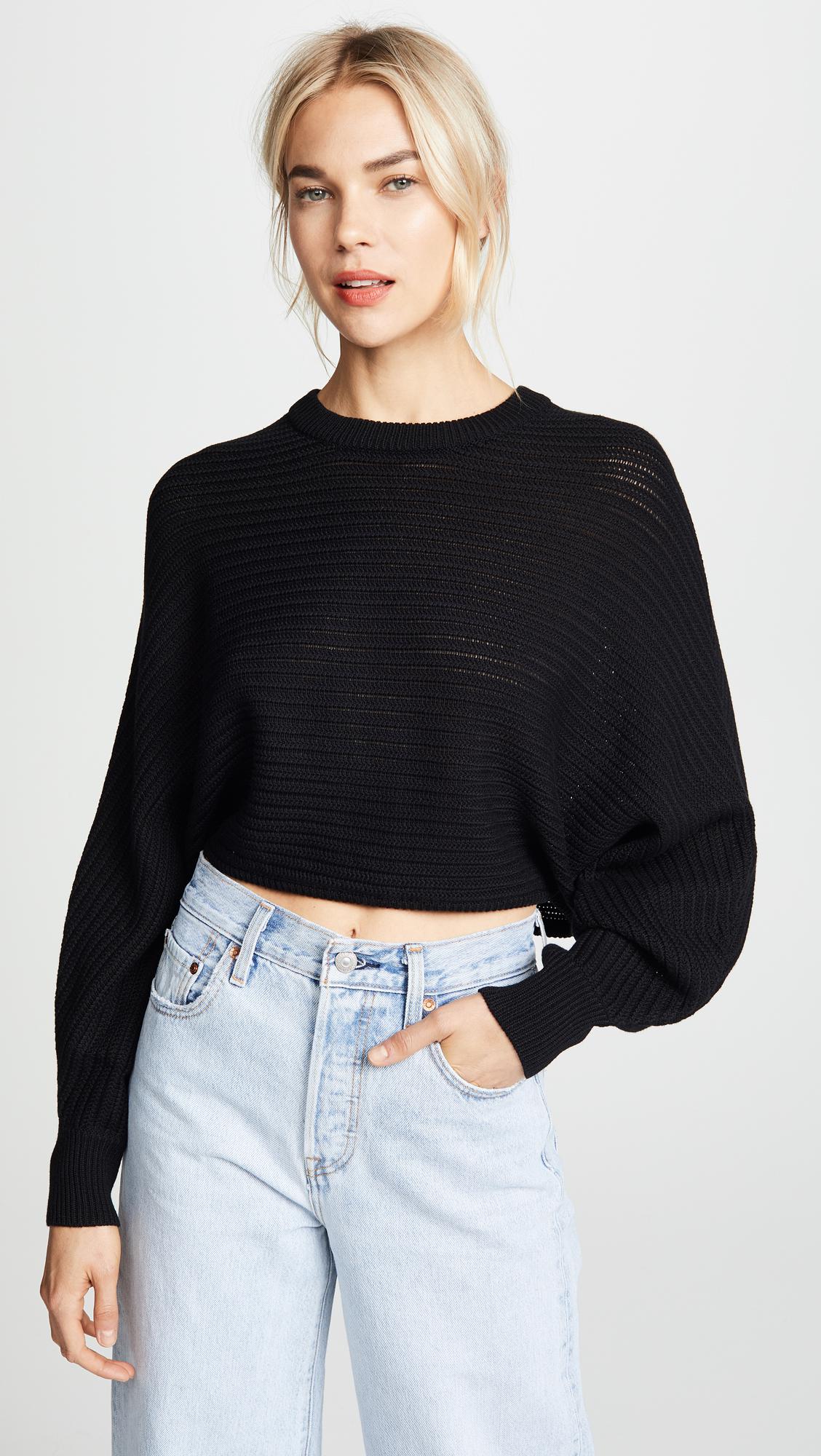 Line & Dot Synthetic Iris Cropped Sweater in Black - Lyst