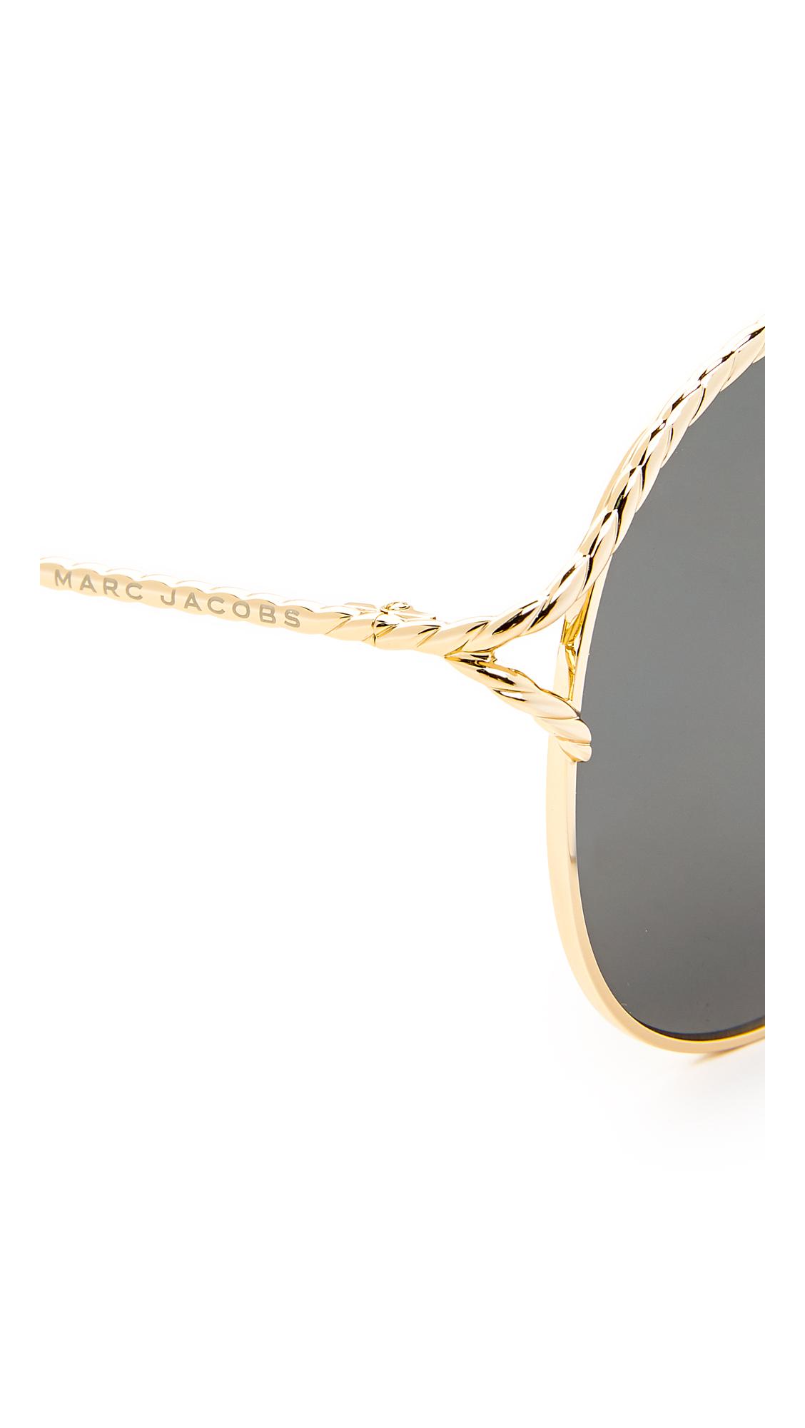 Marc Jacobs Rope Aviator Sunglasses in Gold Black/Grey (Gray) - Lyst
