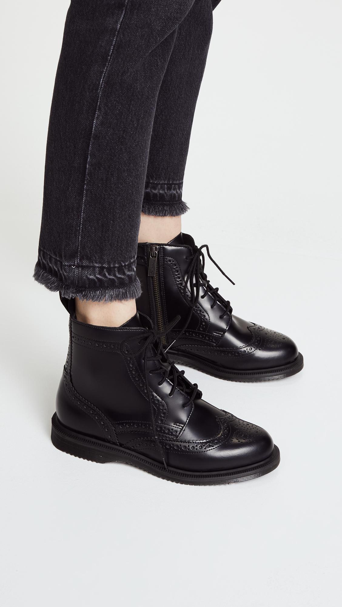 Dr. Martens Delphine 8-eye Brogue Boot in Black | Lyst