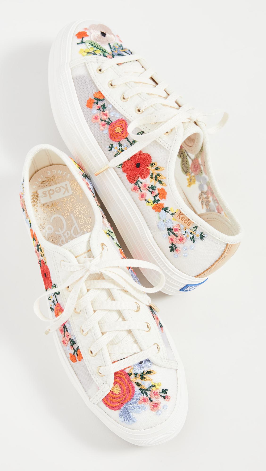 Keds Triple Kick Embroidered Mesh Sneakers in White | Lyst