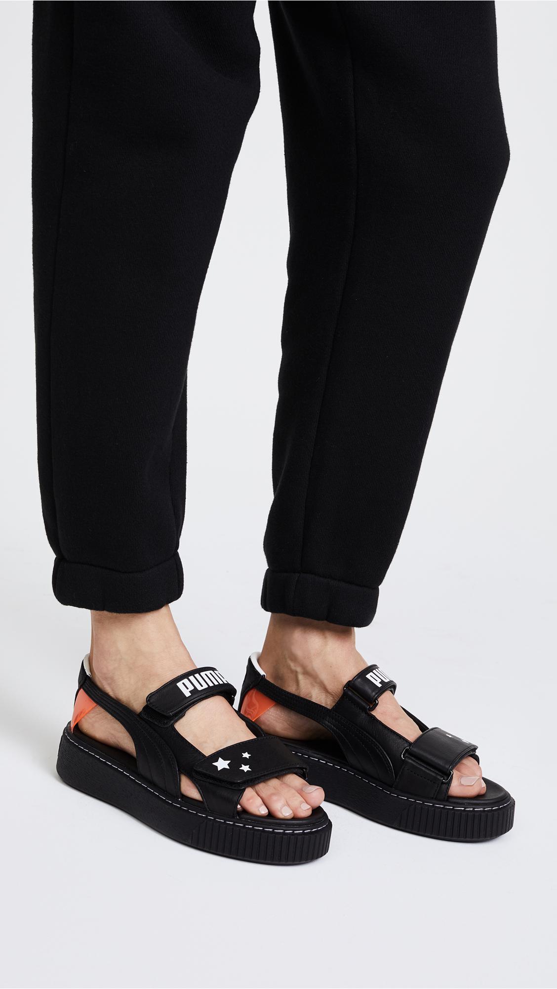PUMA Leather X Sophia Webster Platform Sandals in Black | Lyst