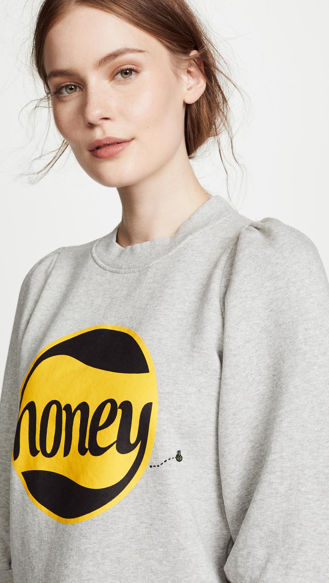 Ganni Honey Sweatshirt in Gray | Lyst