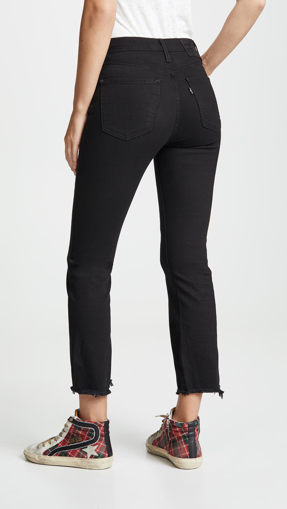 Levi's Denim Mile High Crop Flare Jeans in Pardon my French (Black) | Lyst