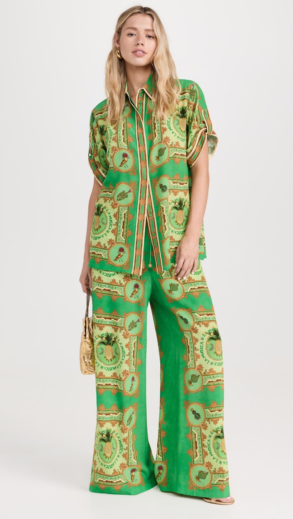 ALÉMAIS La Musica Silk Pant in Green | Lyst