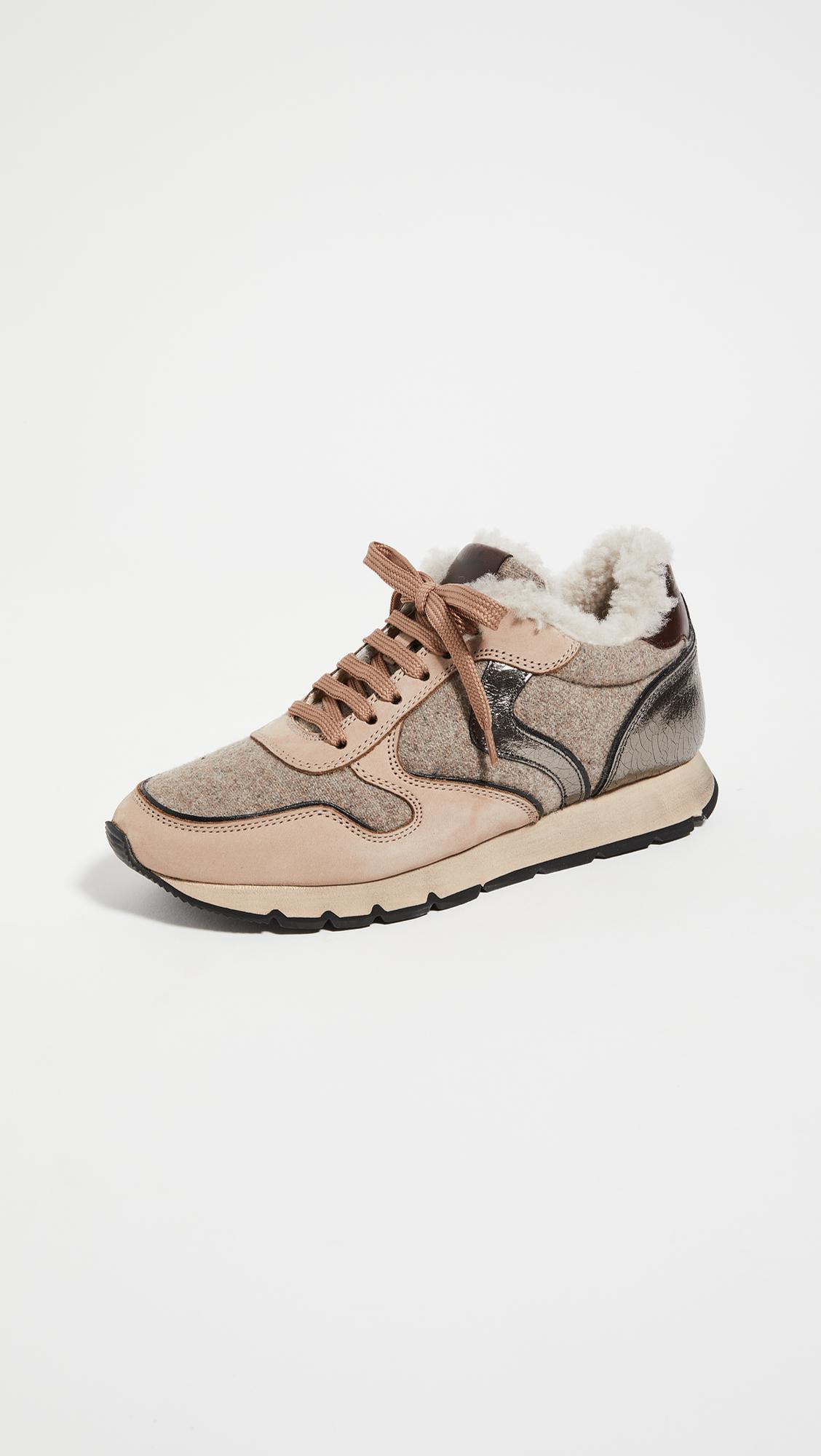 Voile Blanche Julia Shearling Trainers in Natural | Lyst