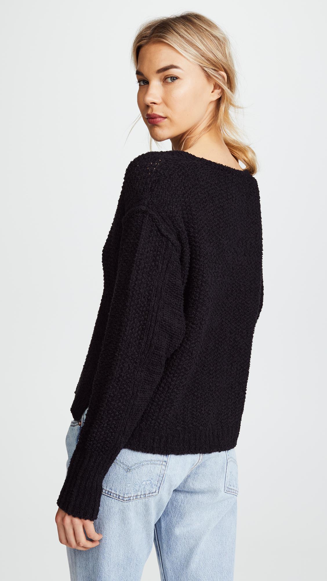 Free People Cotton Coco V Neck Sweater in Black - Lyst