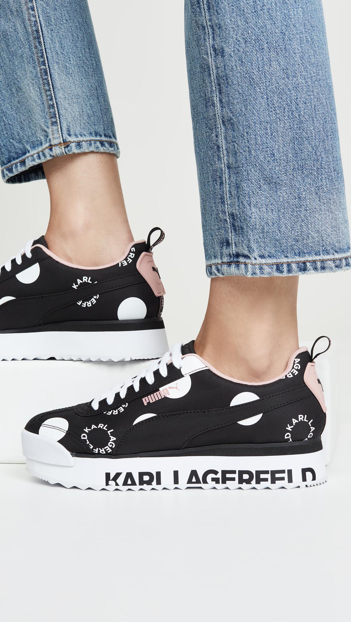 PUMA Neoprene X Karl Lagerfeld Roma Amor Polka Dot Sneakers in Black | Lyst