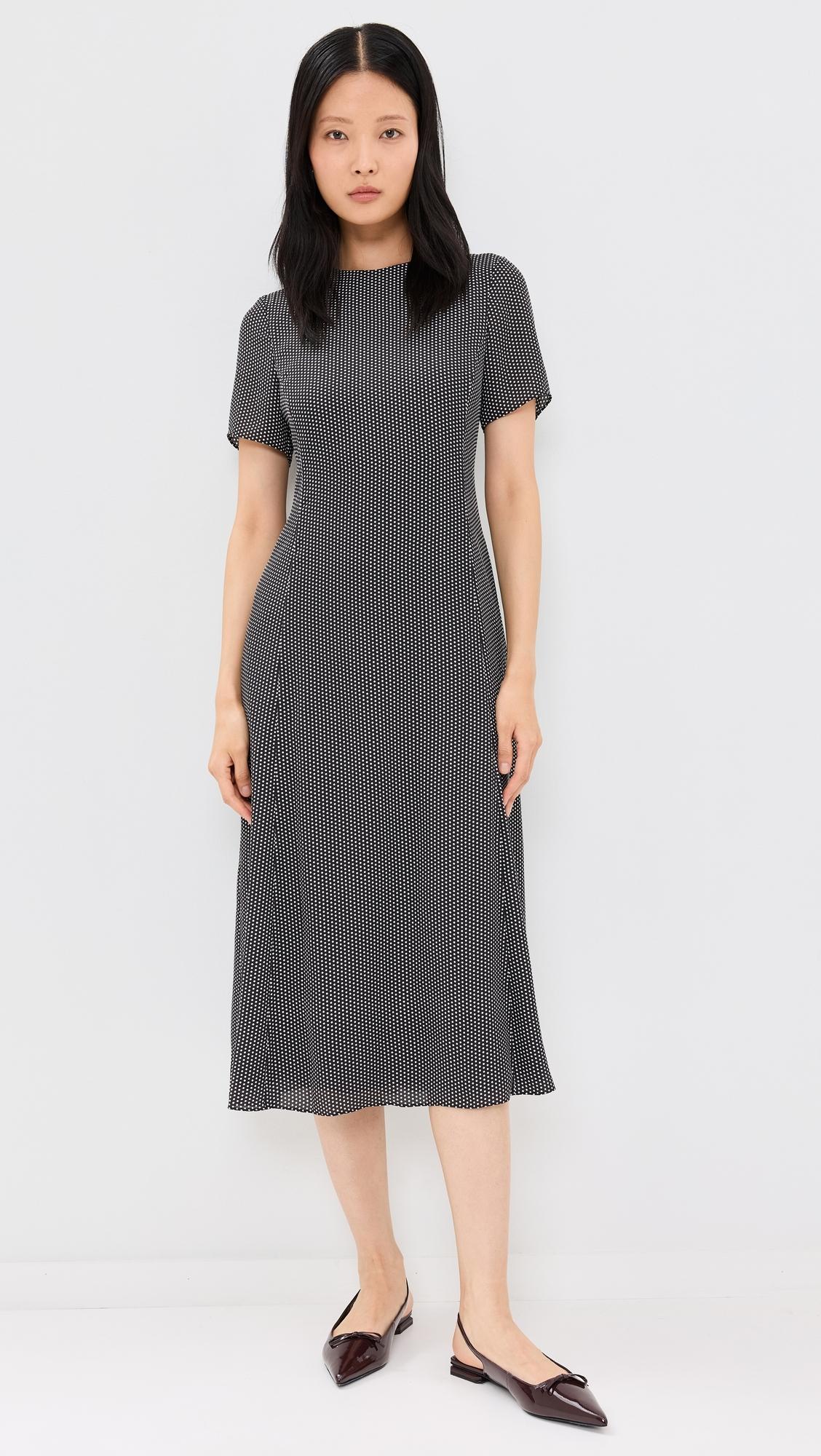 Theory Short Sleeve Flare Midi Dress in Black Lyst